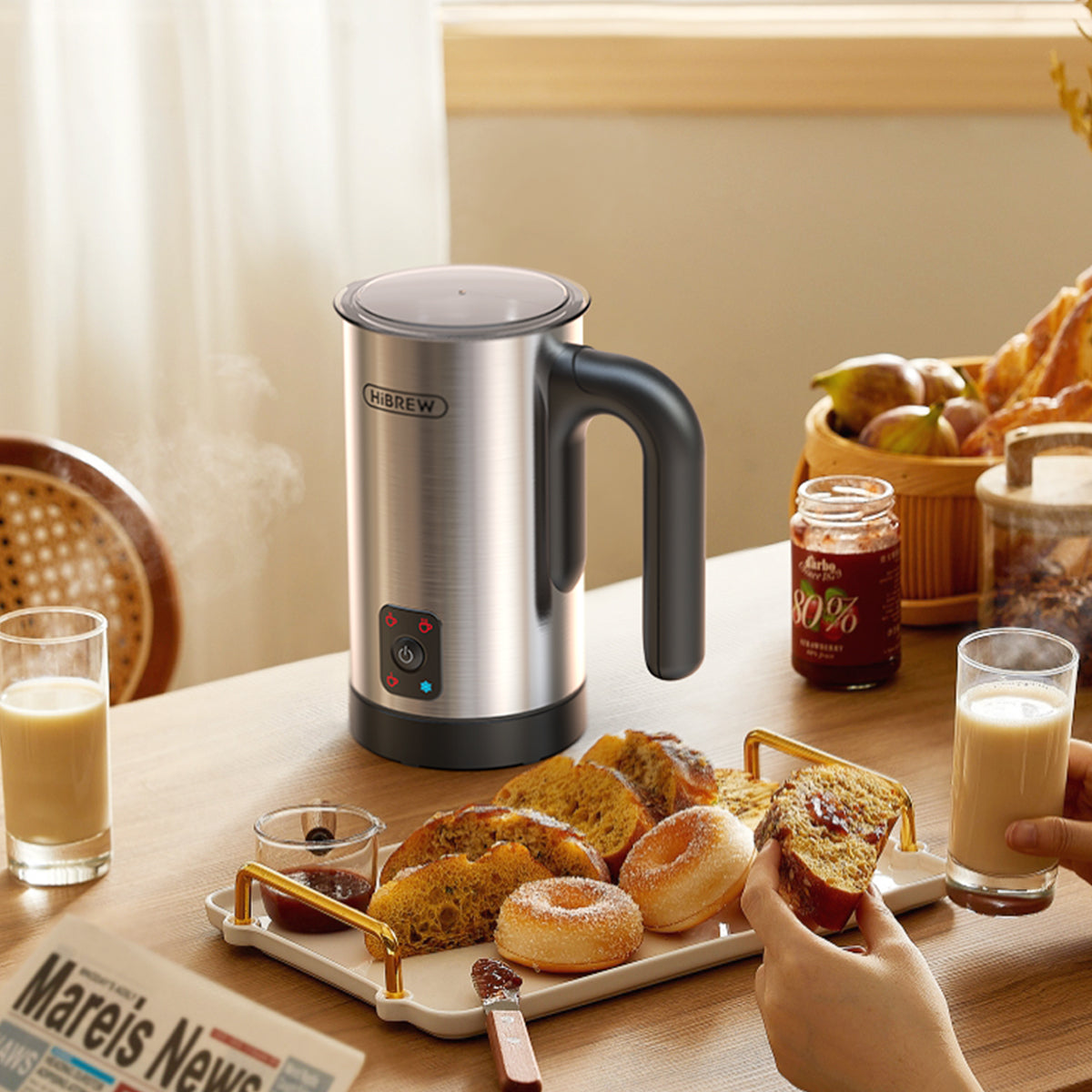 HiBREW 4 in 1 Milk Frother Fully automatic Milk Warmer M3A