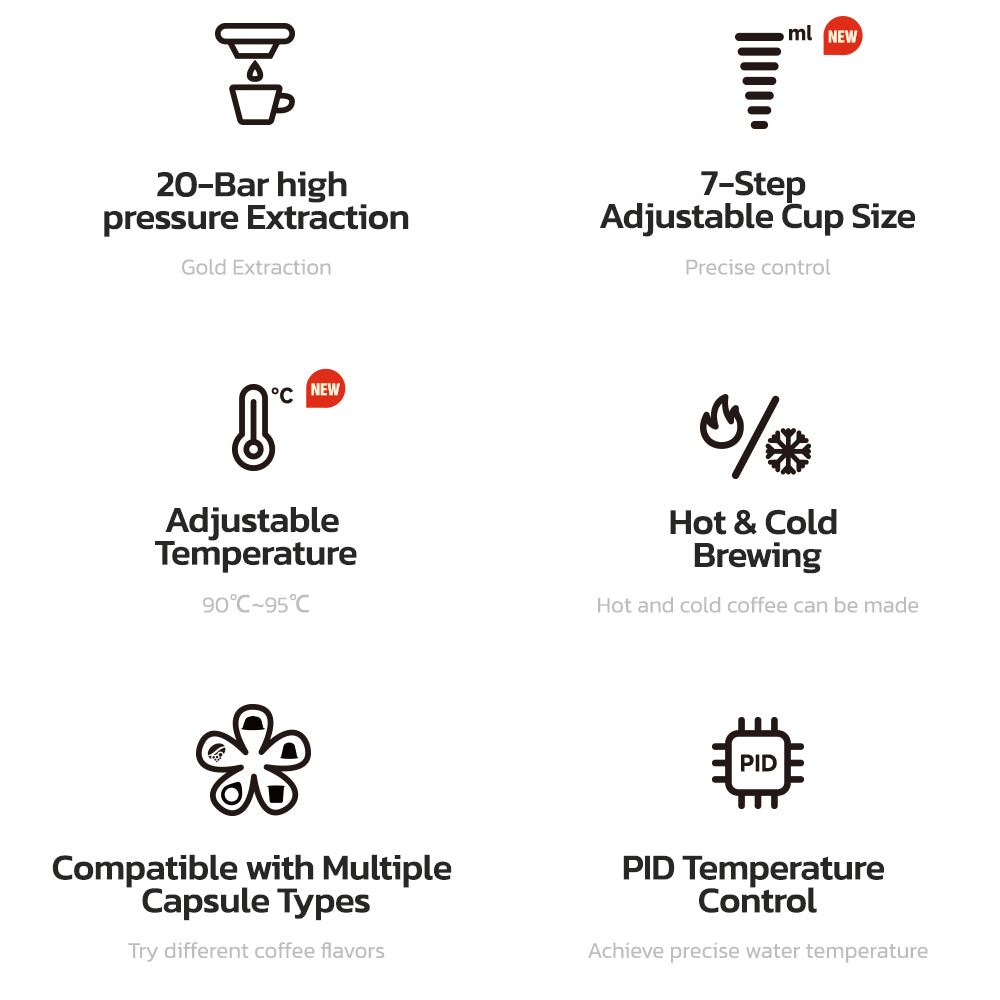 آلة صنع قهوة كبسولة 6 في 1 من HiBREW H1B