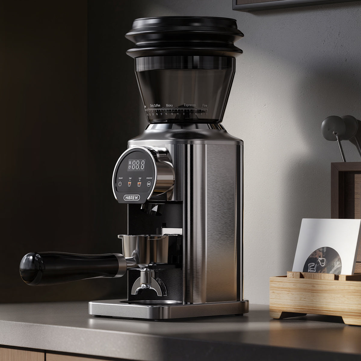 HiBREW G3 Plus: 31 مستوى للطحن الدقيق، تقنية بلازما مضادة للكهرباء الساكنة، مطحنة قهوة بشاشة لمس ذكية – مثالية للإسبريسو، الصب اليدوي والمزيد