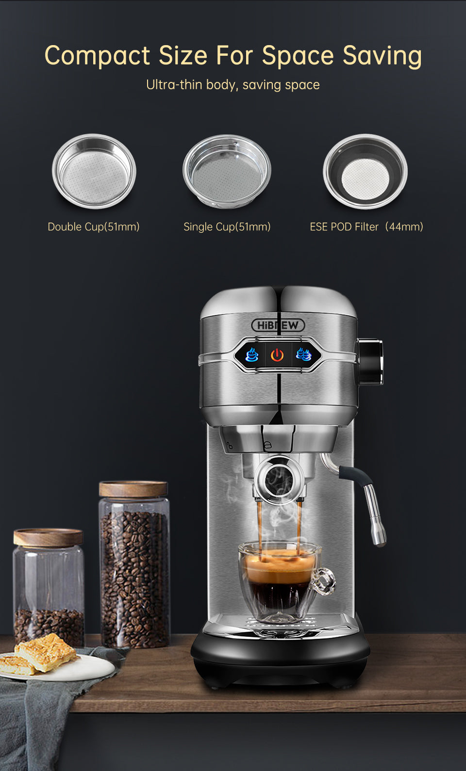 HiBREW Coffee Maker Cafetera 20 Bar Machine Hot Water H11