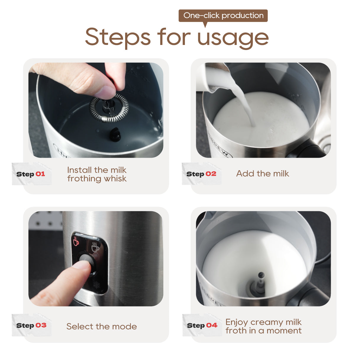 HiBREW 4 in 1 Milk Frother Fully automatic Milk Warmer M3A