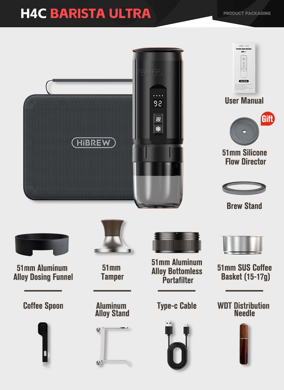 HiBREW H4C – Portable Espresso Maker with Detachable Battery