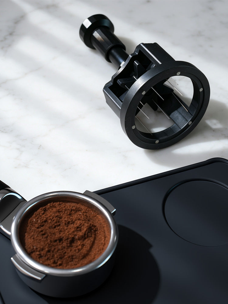 HiBREW 51mm Press & Spin WDT Tool - Magnetic Espresso Coffee Powder Distributor (Aluminum & Stainless Steel)