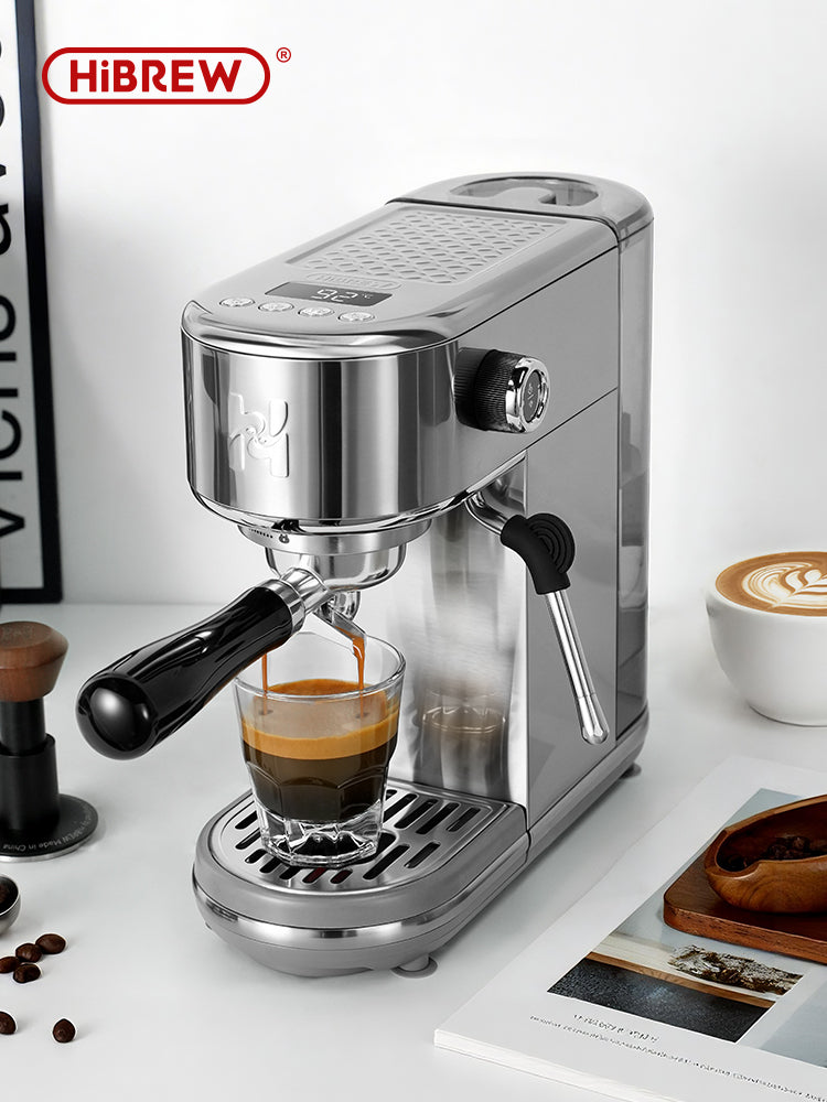 HiBREW H10B Lite Semi-Automatic Espresso Machine with Milk Frother | Adjustable Temp & Volume Stainless Steel Coffee Maker for Home