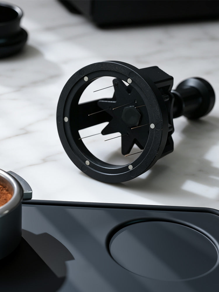HiBREW 51mm Press & Spin WDT Tool - Magnetic Espresso Coffee Powder Distributor (Aluminum & Stainless Steel)