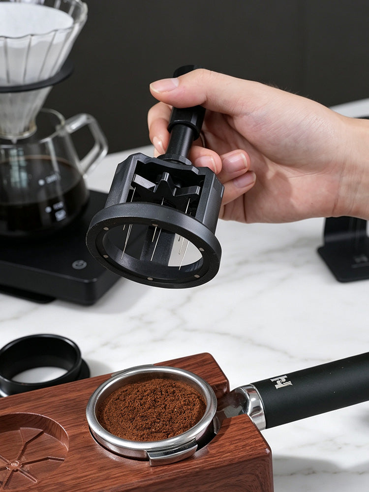 HiBREW 51mm Press & Spin WDT Tool - Magnetic Espresso Coffee Powder Distributor (Aluminum & Stainless Steel)
