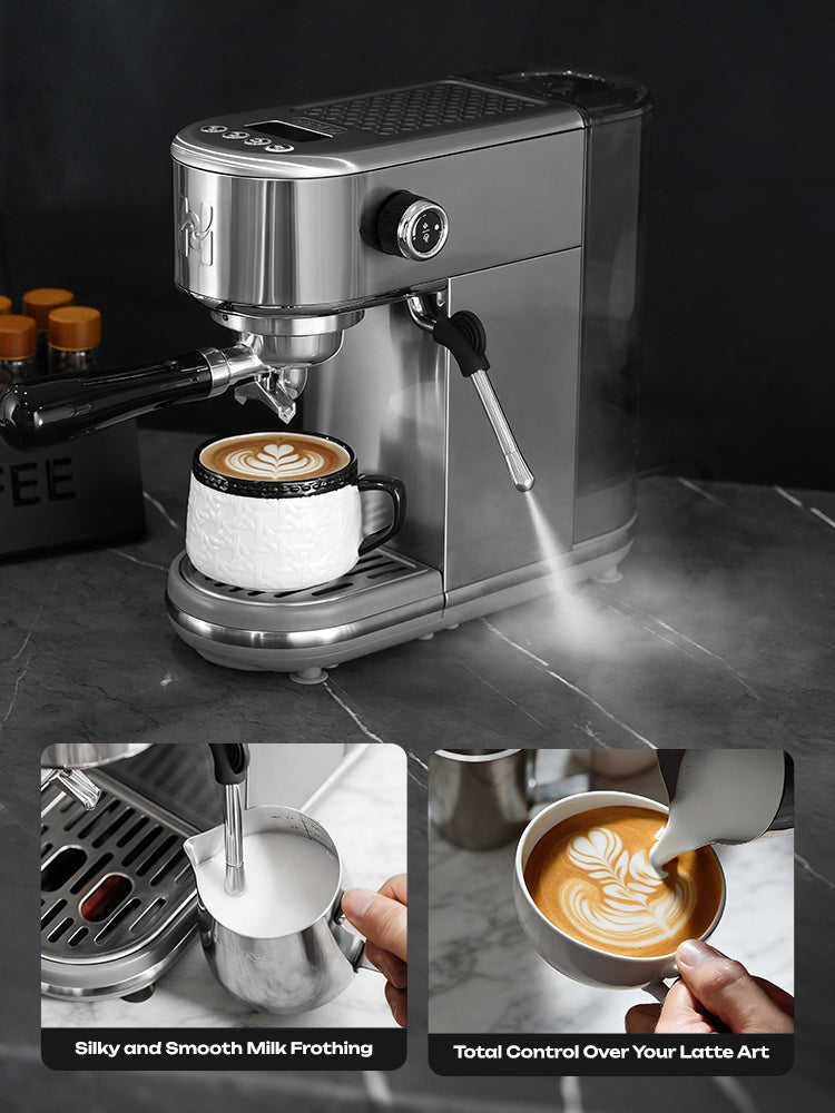 HiBREW H10B Lite Semi-Automatic Espresso Machine with Milk Frother | Adjustable Temp & Volume Stainless Steel Coffee Maker for Home