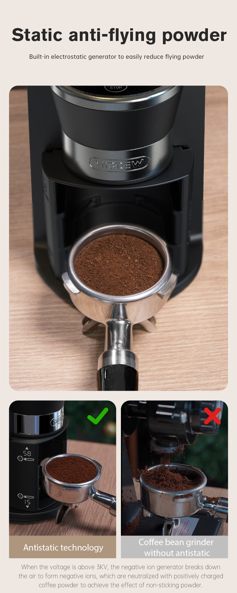 HiBREW Automatic Burr Mill Electric Coffee Grinder with 31 Gears Visual Bean Storage G3A