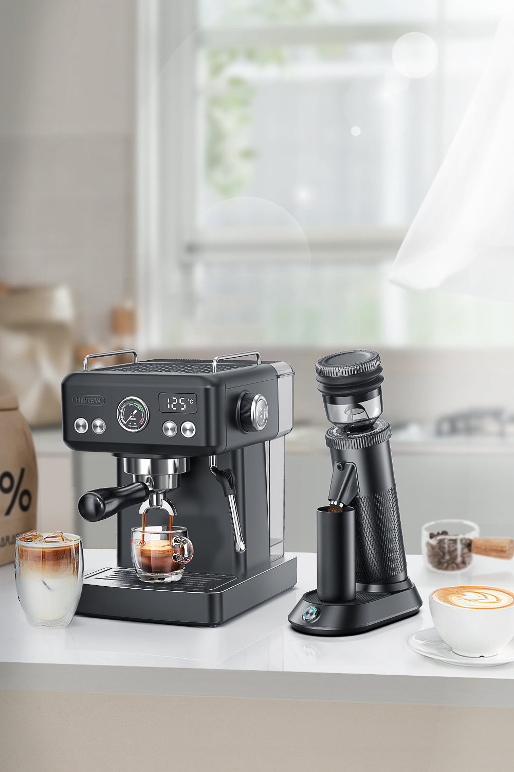 HiBREW Semi Automatic Espresso Coffee Machine Temperature Adjustable H10A