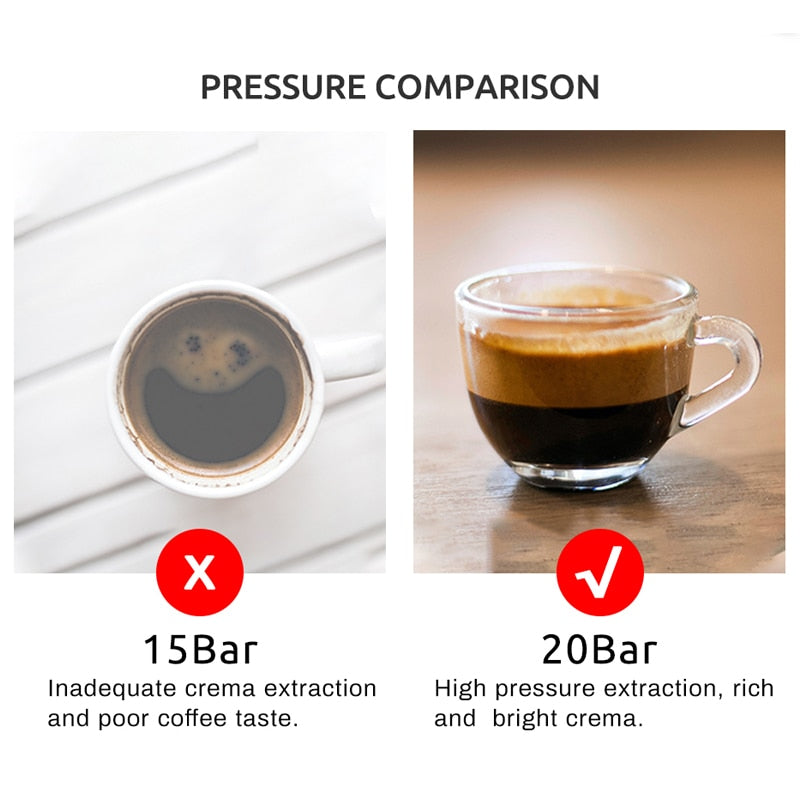HiBREW 20 Bar Espresso inox Semi Automatic Coffee Machine Cafetera H5