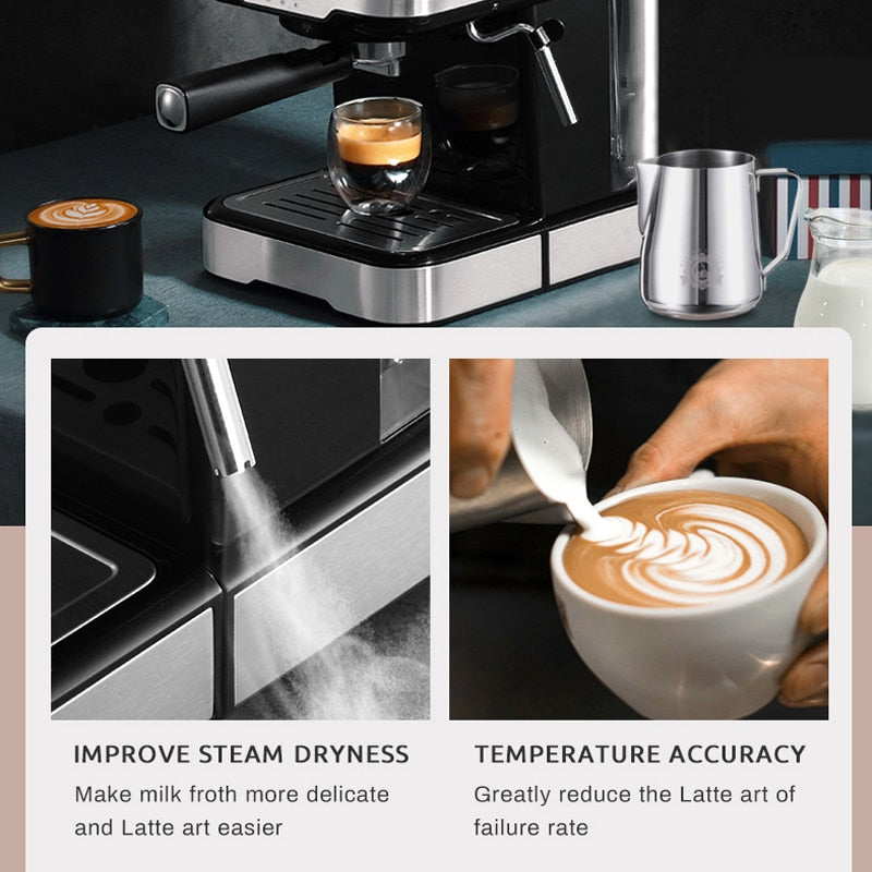 HiBREW 20 Bar Espresso inox Semi Automatic Coffee Machine Cafetera H5