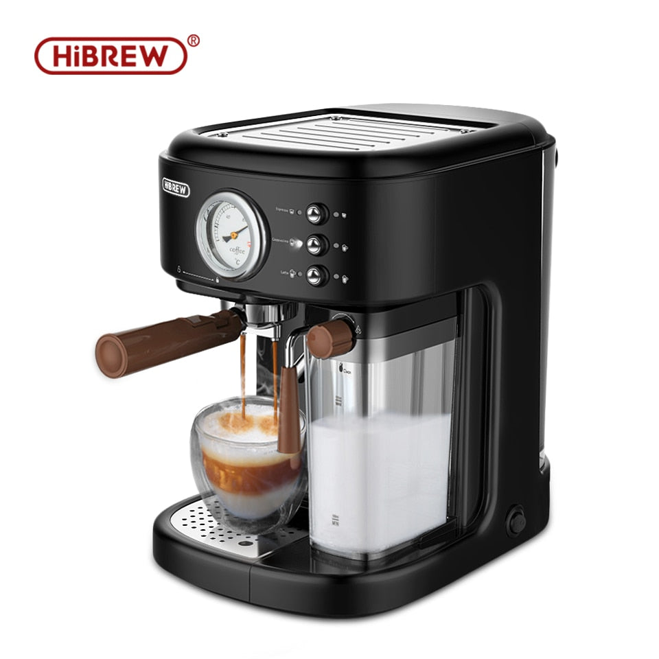 HiBREW Fully Automatic Espresso Cappuccino Latte 19Bar 3 in 1 Coffee Machine Automatic hot milk froth ESE pod&Ground Coffee H8A