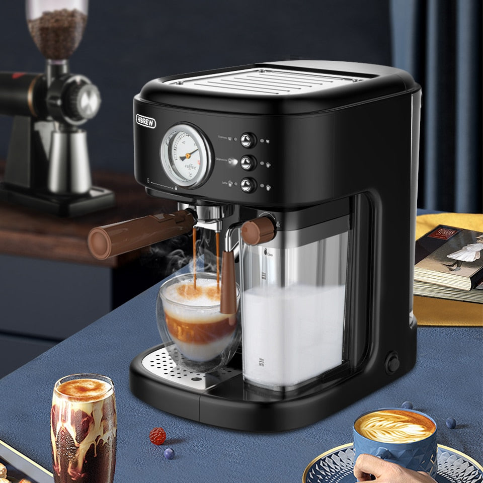 HiBREW Fully Automatic Espresso Cappuccino Latte 19Bar 3 in 1 Coffee Machine Automatic hot milk froth ESE pod&Ground Coffee H8A