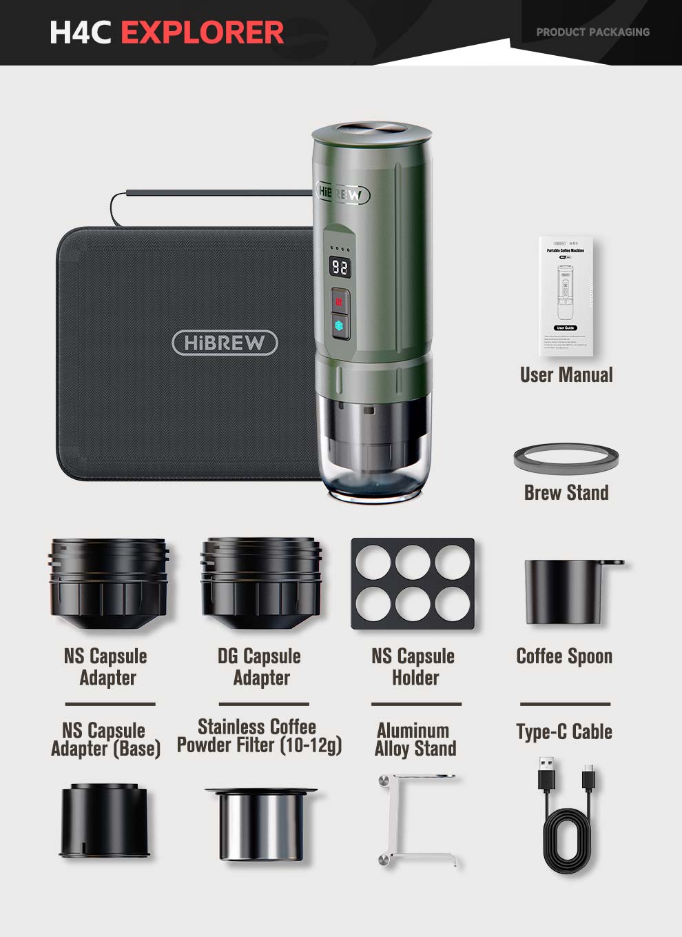 HiBREW H4C – Portable Espresso Maker with Detachable Battery