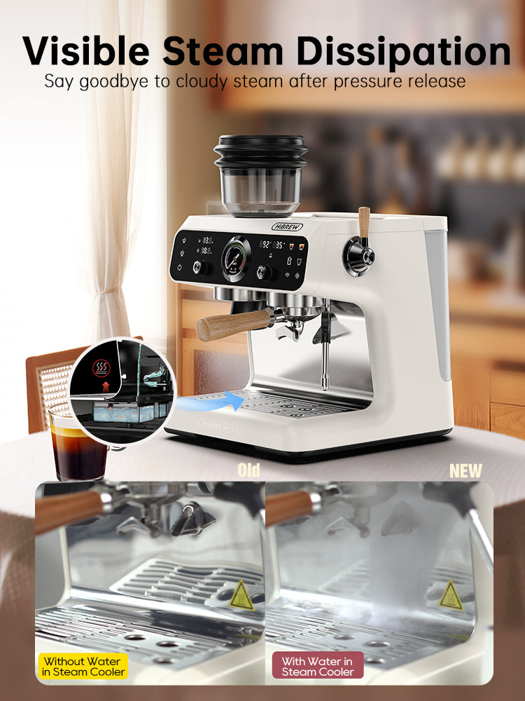 HiBREW Full Semi-Automatic Milk Dual Heating Espresso with Grinding Coffee Machine  H7B