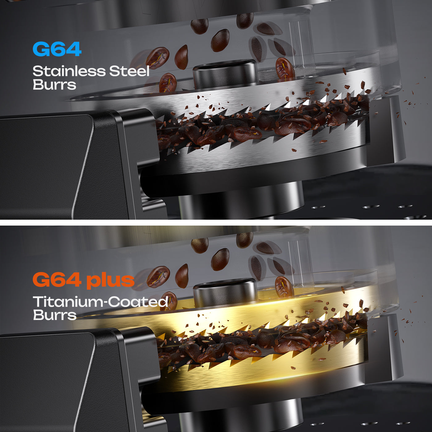 HiBREW G64 Plus Professional Coffee Grinder – 150-Level Stepless Grind & RPM Adjustment, 64mm Flat Burrs, Dual Anti-Static System