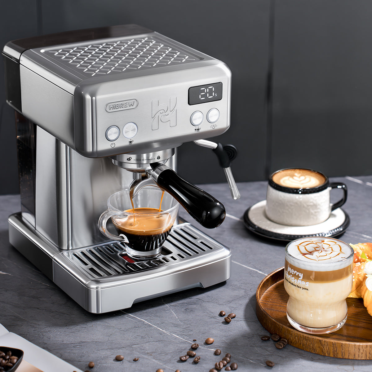 Machine à expresso semi-automatique HiBREW H10 | Pompe 15 bars | Réservoir 1,8 L | Température réglable