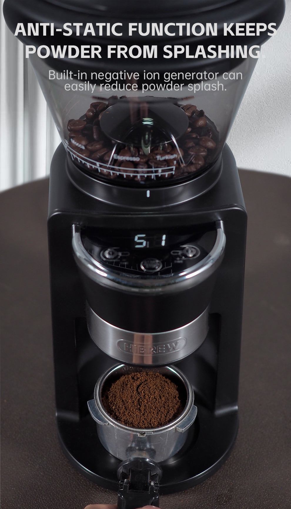 HiBREW Automatic Burr Mill Electric Coffee Grinder with 31 Gears G3