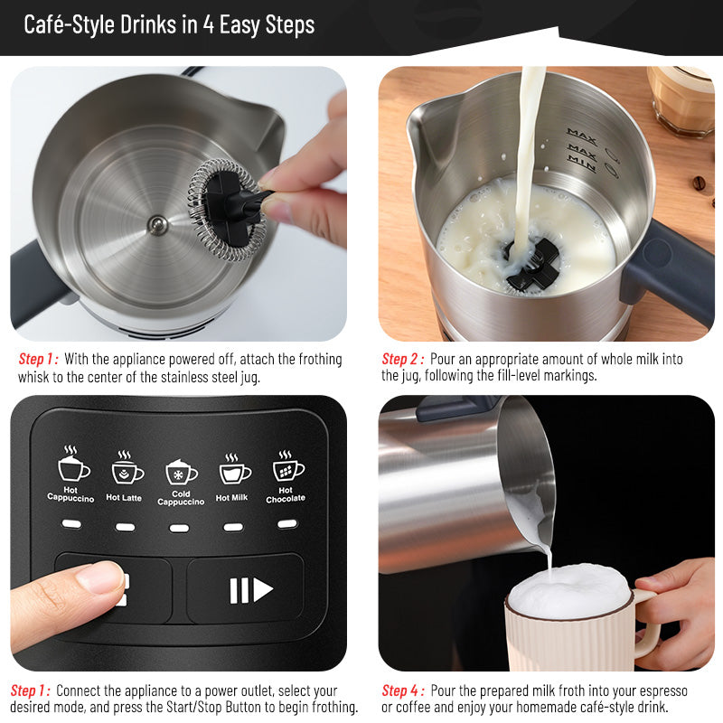 HiBREW M4A 5-in-1 Automatic Milk Frother & Warmer (600W)