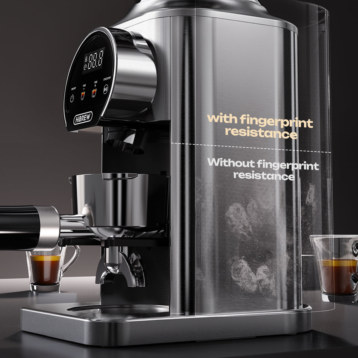 HiBREW G3 Plus: 31 مستوى للطحن الدقيق، تقنية بلازما مضادة للكهرباء الساكنة، مطحنة قهوة بشاشة لمس ذكية – مثالية للإسبريسو، الصب اليدوي والمزيد

