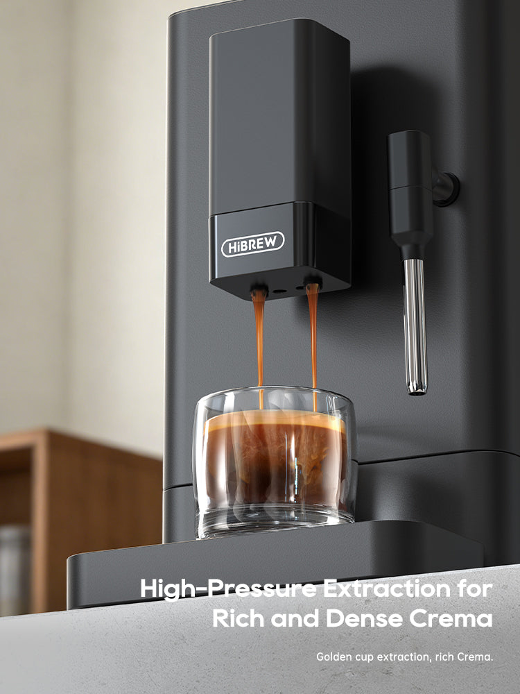 HiBREW H16A One-Touch Fully Automatic Coffee Maker with 15 Grinding Levels Steam Wand