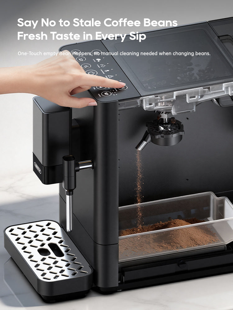 HiBREW H16A One-Touch Fully Automatic Coffee Maker with 15 Grinding Levels Steam Wand