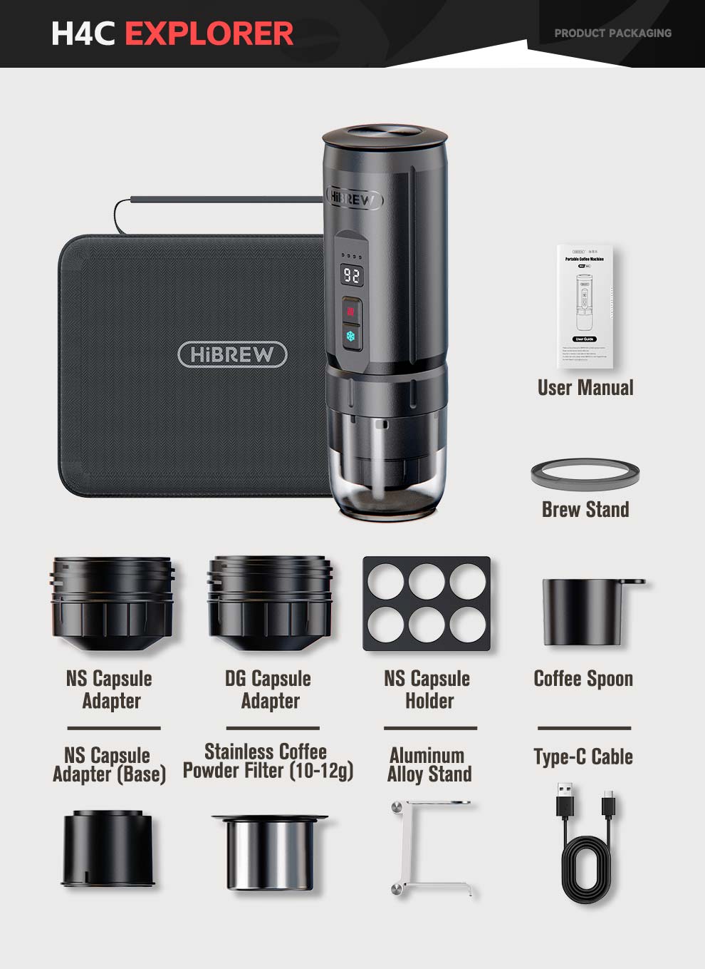 HiBREW H4C – Tragbare Espressomaschine mit abnehmbarem Akku