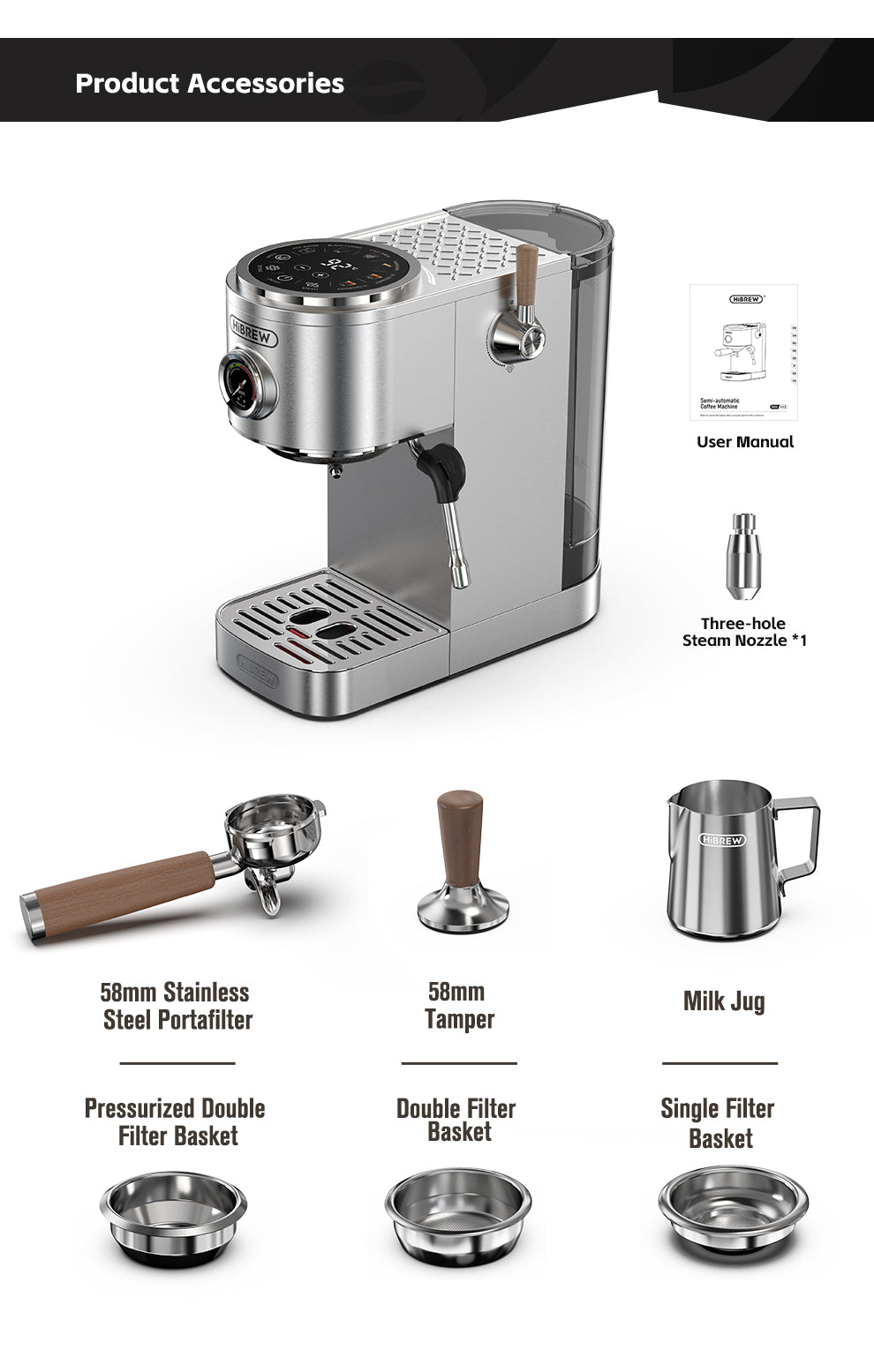 HiBREW Dual Boiler Espresso Machine with Intuitive Touchscreen H13