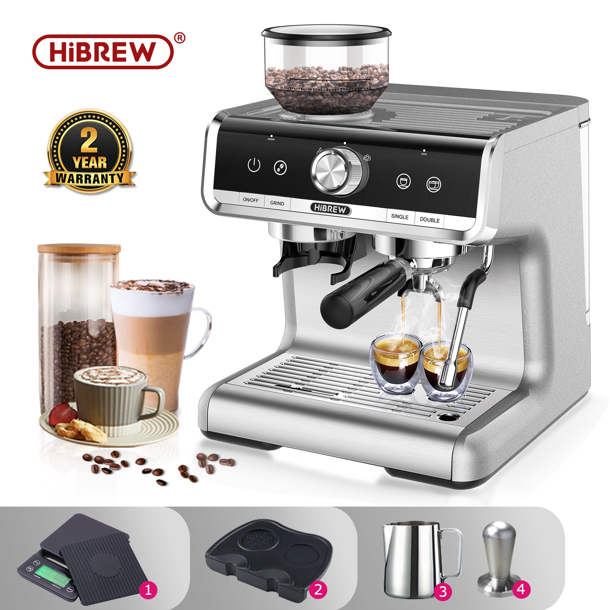 HiBREW Halbautomatische Kaffeemaschine H7 