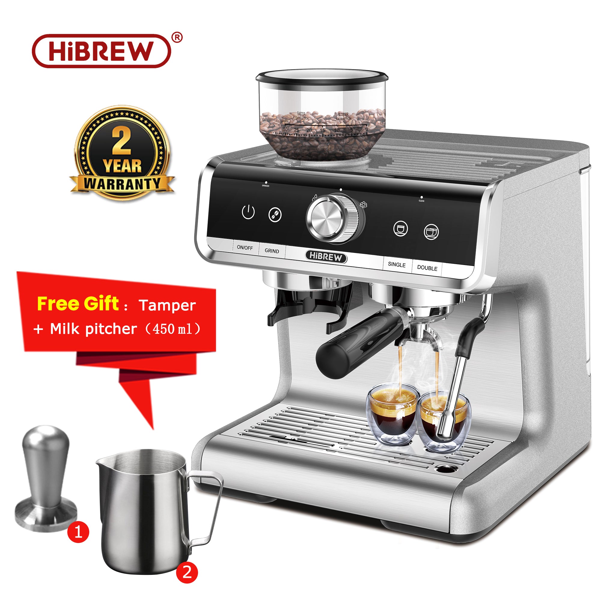 HiBREW Halbautomatische Kaffeemaschine H7 
